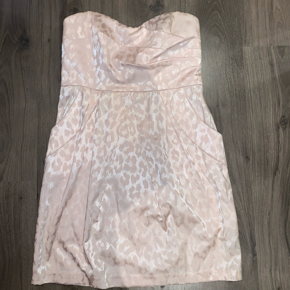 Pale pink cheetah strapless dress